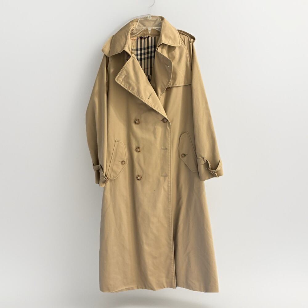 Jos. A. Bank Women’s Trench Coat Size 12 Tan Raincoat Paid Lining